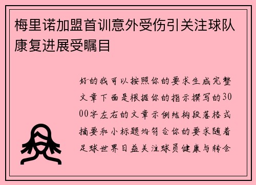 梅里诺加盟首训意外受伤引关注球队康复进展受瞩目 梅里诺加盟首训意外受伤引关注球队康复进展受瞩目